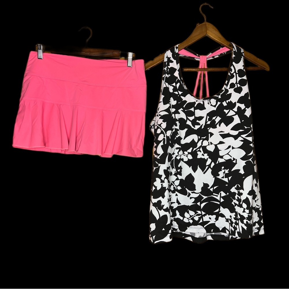 Jerdog Two Piece Black and Pink Bathing Suit